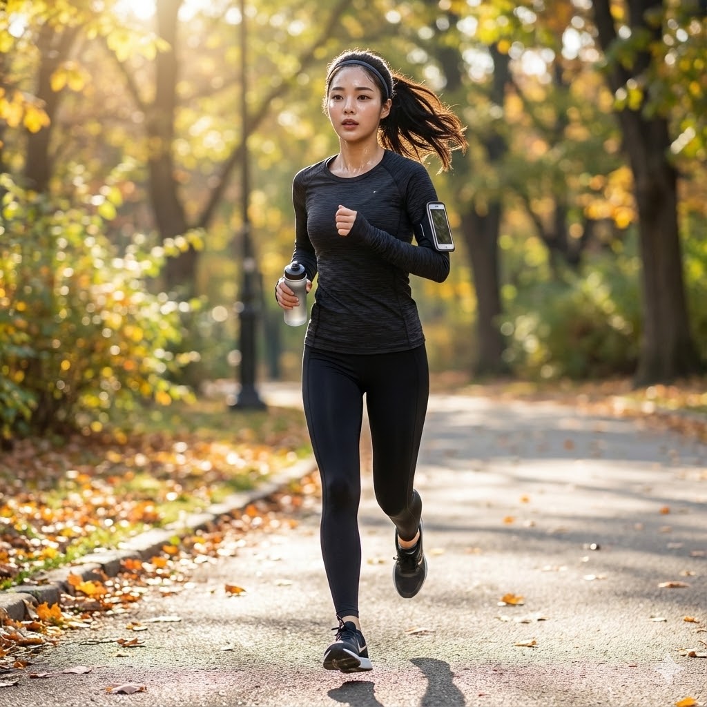 공복 유산소 운동을 하고 있는 여성 사진