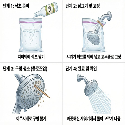 샤워기 헤드 물때 제거, 살균 소독까지 한 번에 끝내는 방법