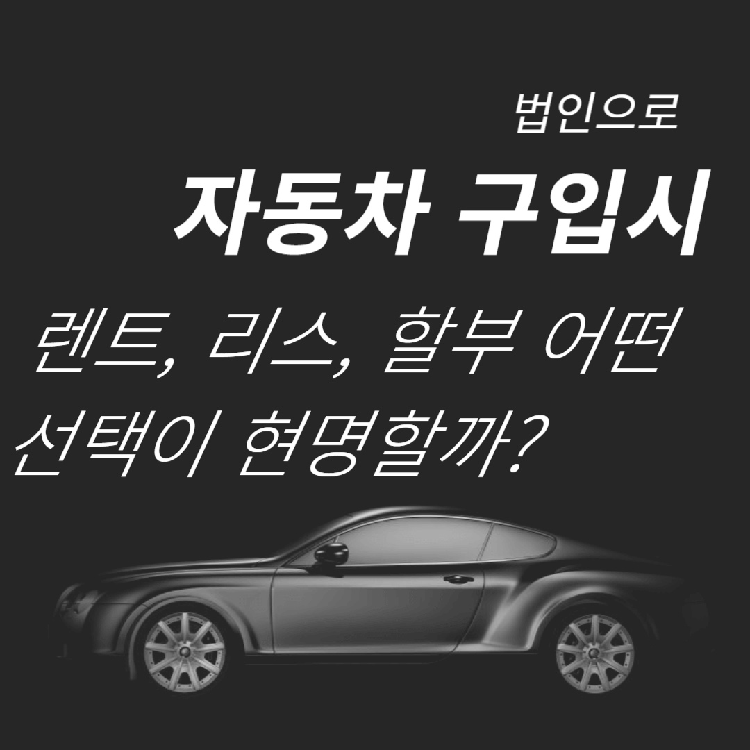 1인 법인으로 자동차 구입시 유리한 방법은?