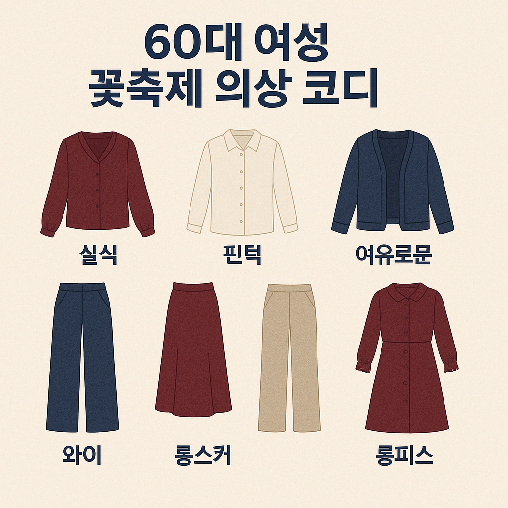 60대 여성 &ndash; 고급스러움과 여유로움을 담은 꽃축제 의상 코디