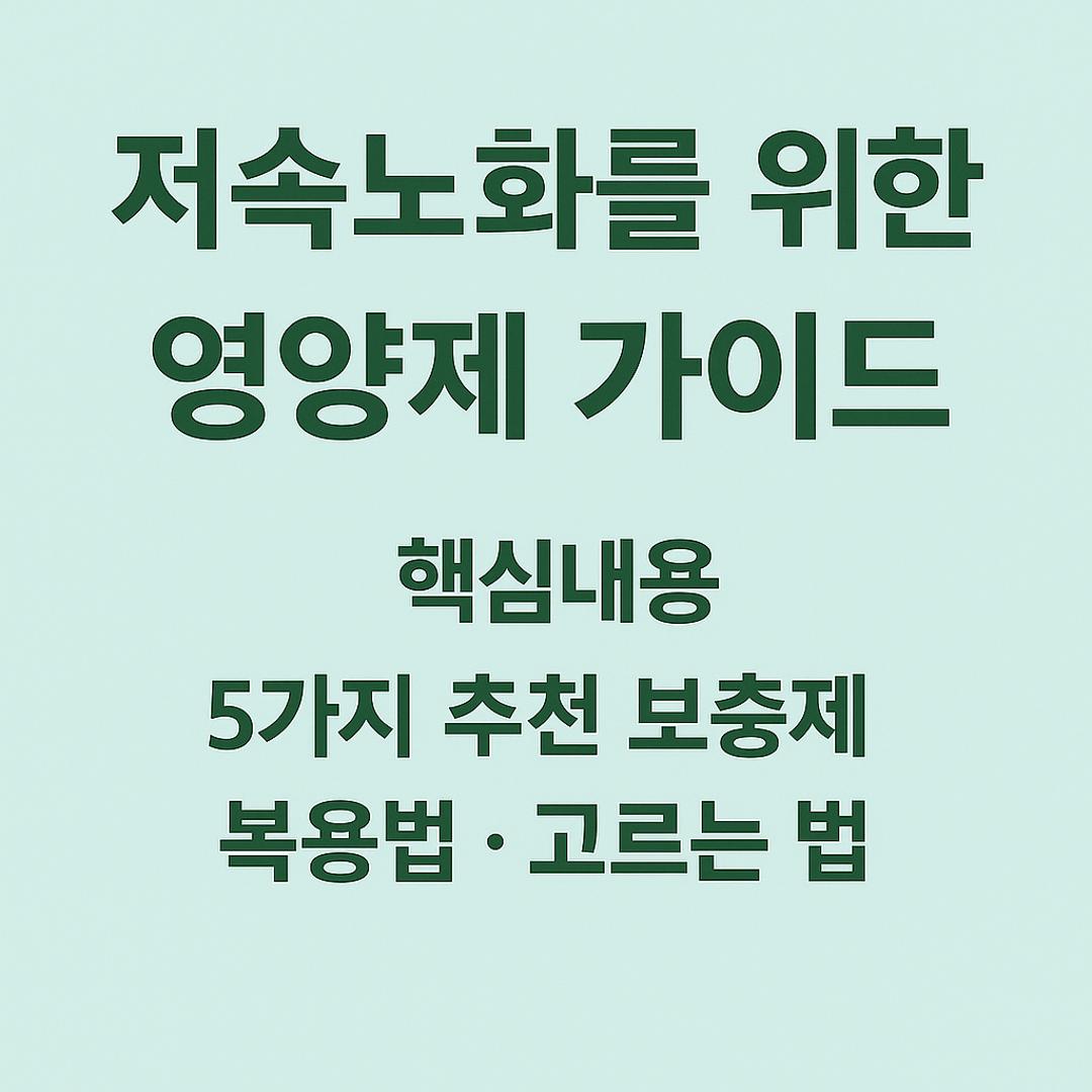 저속노화를 위한 영양제 가이드 사진