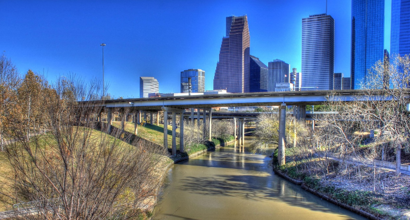 Huston city view, with a bridge