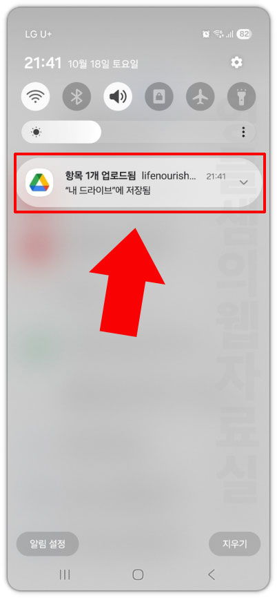 업로드 알림 확인