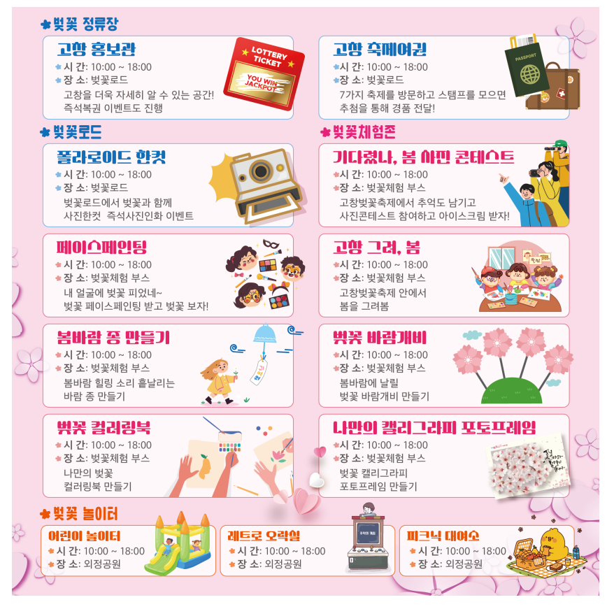 고창 벚꽃 축제 일정 꽃길 산책부터 체험 먹거리까지