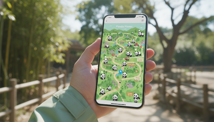 청두 판다 기지 관람을 돕는 모바일 앱 실행 화면