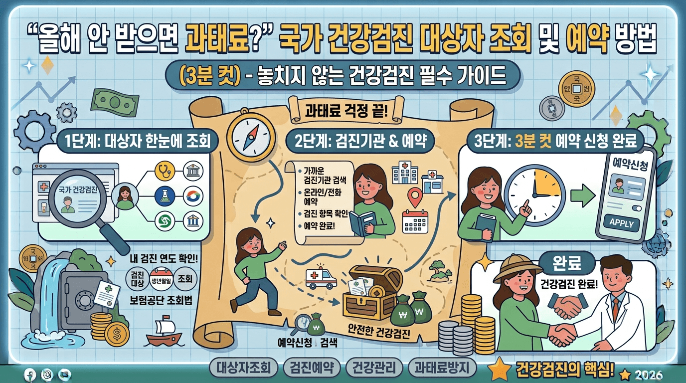"올해 안 받으면 과태료?" 국가 건강검진 대상자 조회 및 예약 방법 (3분 컷)
