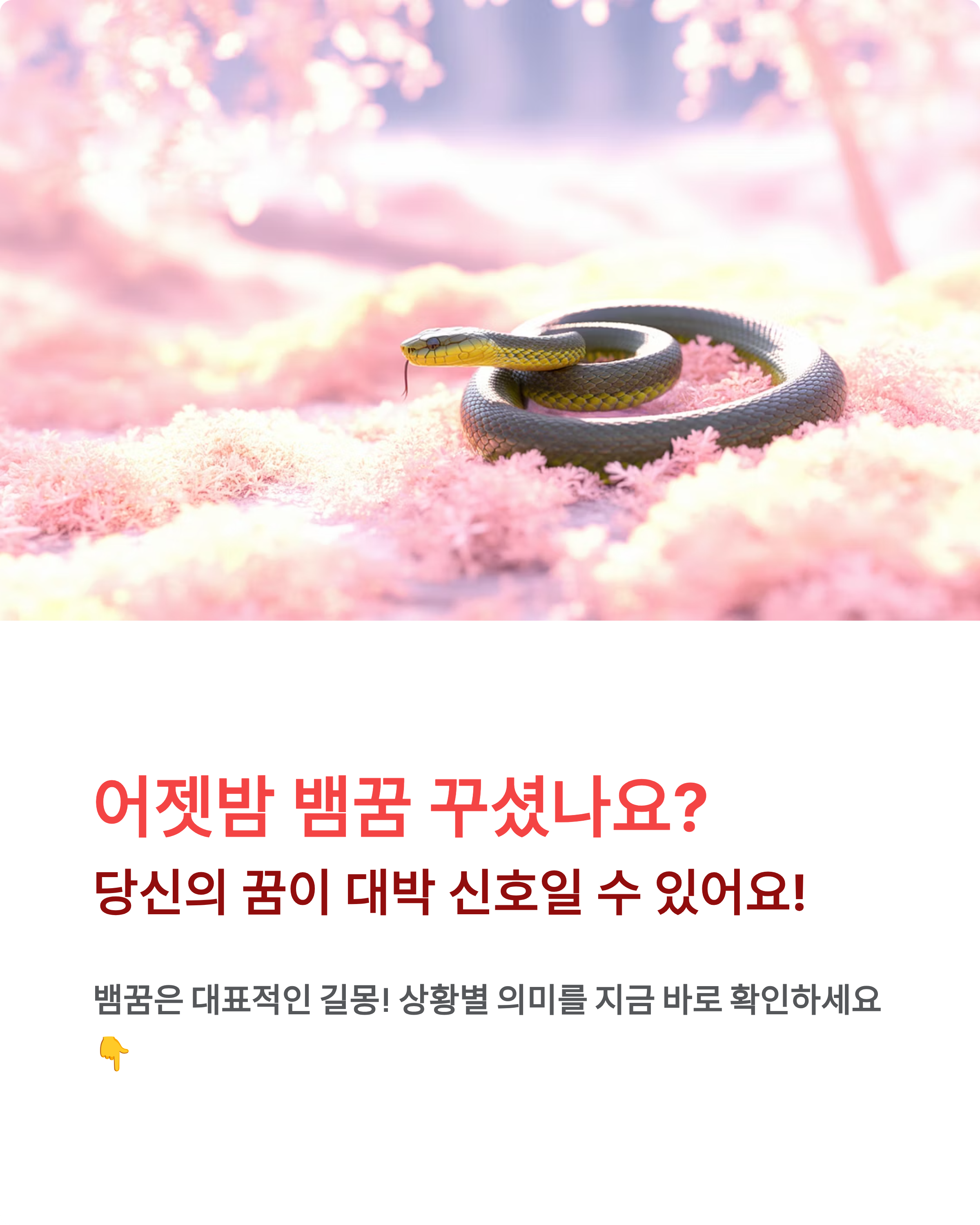 뱀꿈해몽 총정리, 큰뱀·구렁이·흰뱀·물리는꿈까지 완벽 분석!