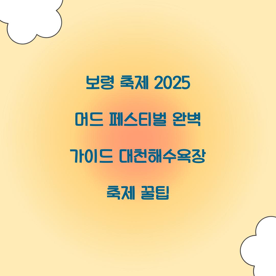 보령 축제 2025 머드 페스티벌