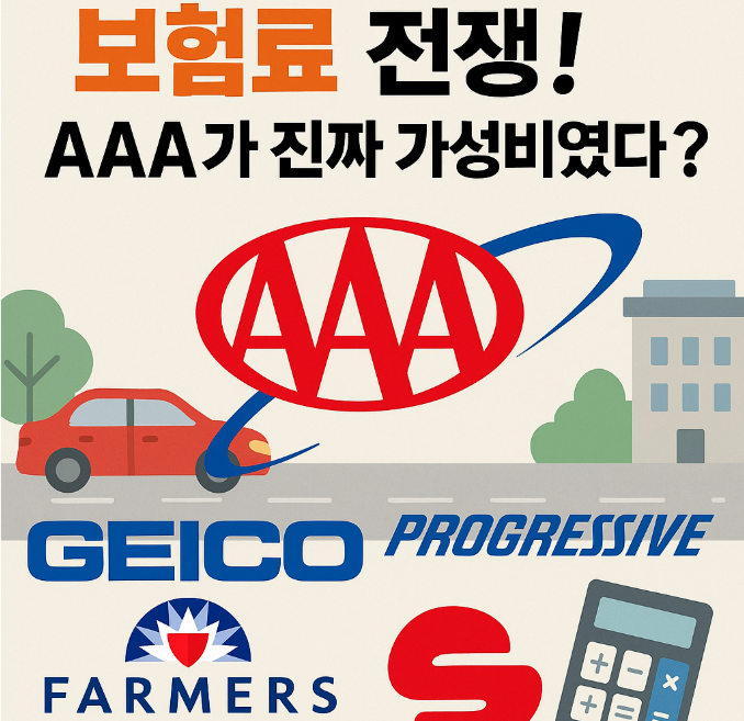 AAA를 중심으로 GEICO, Progressive, Farmers Insurance 등
다른 주요 보험사 로고 이미지