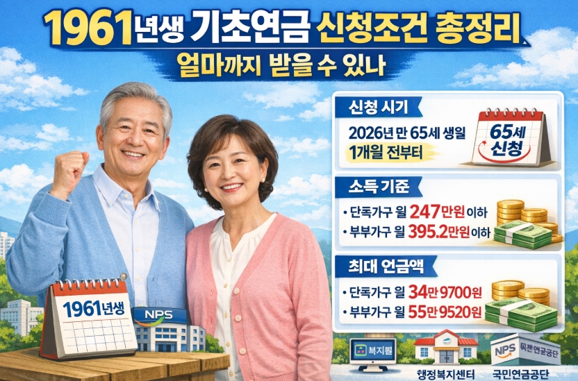 1961년생 기초연금 신청조건 총정리, 얼마까지 받을 수 있나