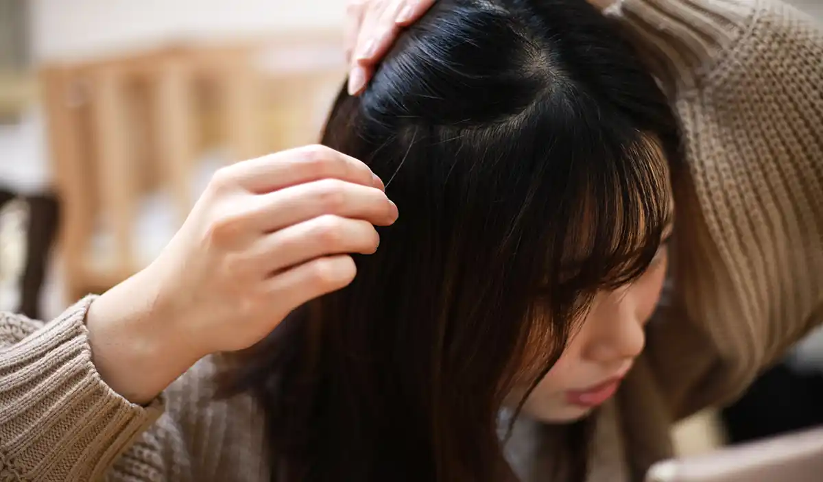 흰머리카락-새치-뽑는-여자