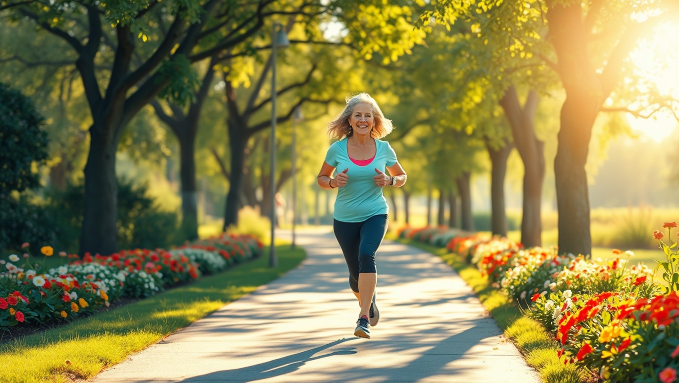 여성이 활기찬모습으로 조깅하는 모습