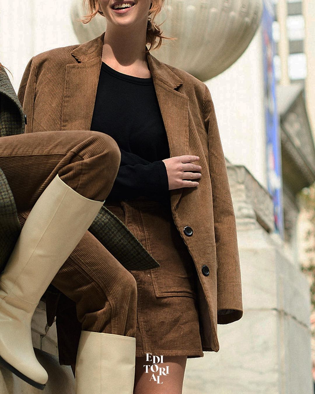 Corduroy simple two-button jacket / Bimina Editorial B