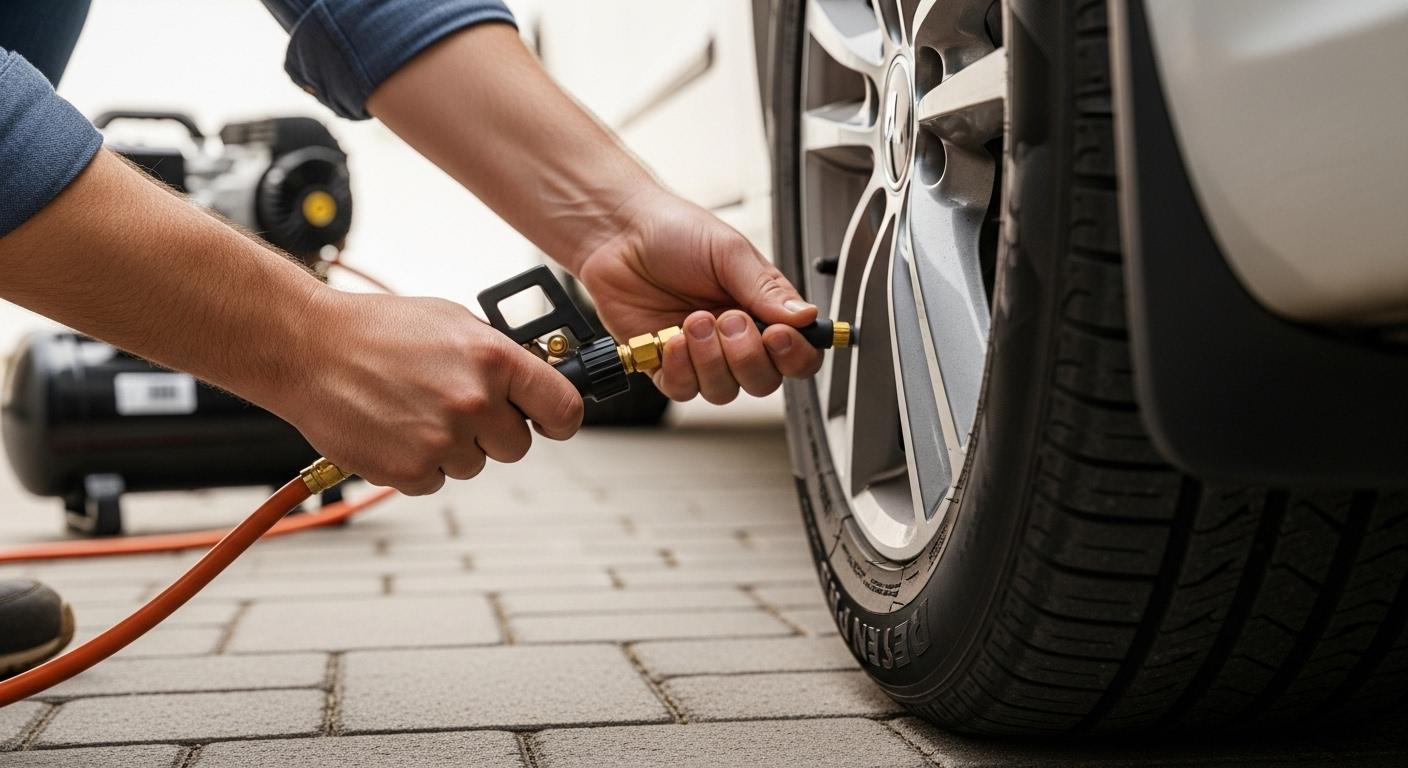 자동차 타이어 바람넣기