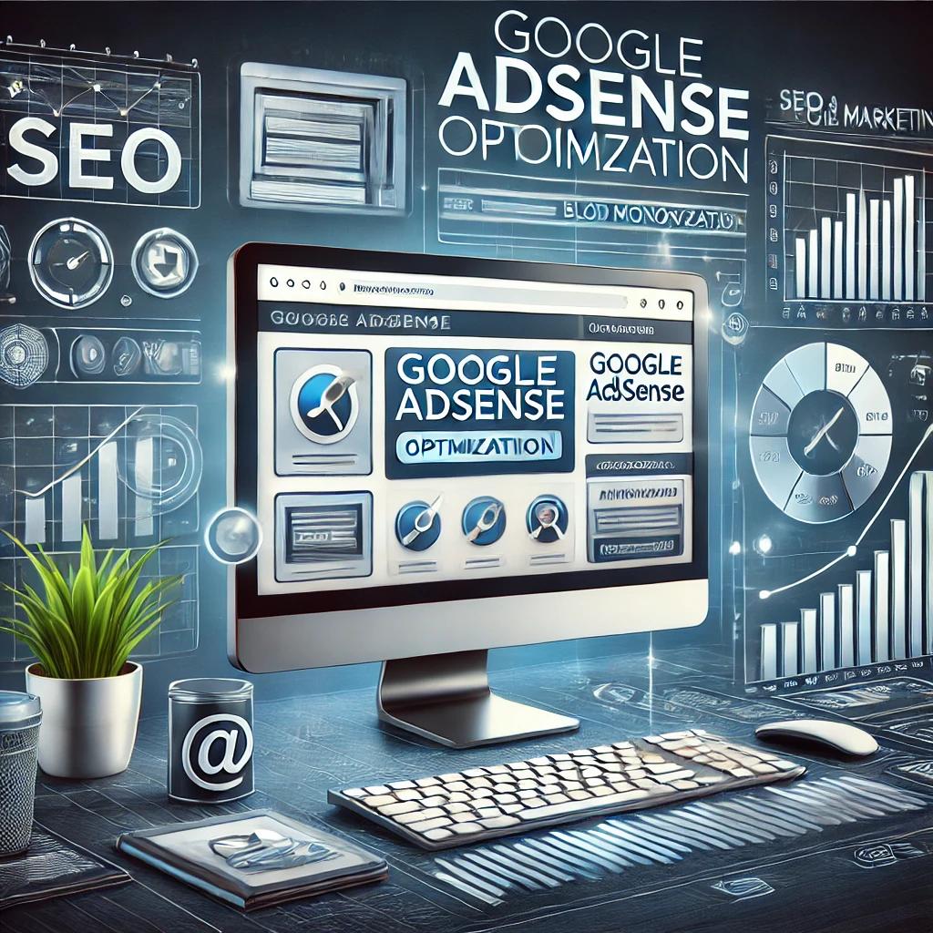 책상 위에 구글 애드센스 화면이 띄워진 모니터가 놓여 있다