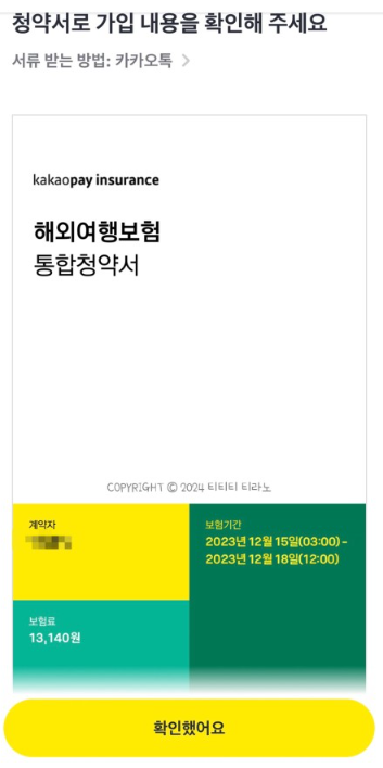 카카오페이해외여행자보험가입8