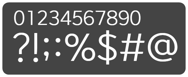 정선동강체 숫자와 기호