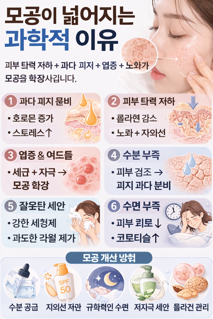 모공이 넓어지는 5가지 과학적 이유