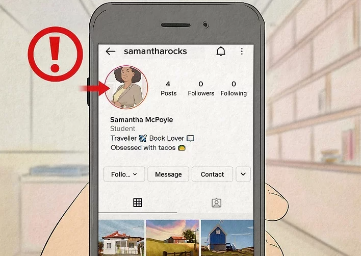 다른 사람의 사진을 사용하고 있는 계정