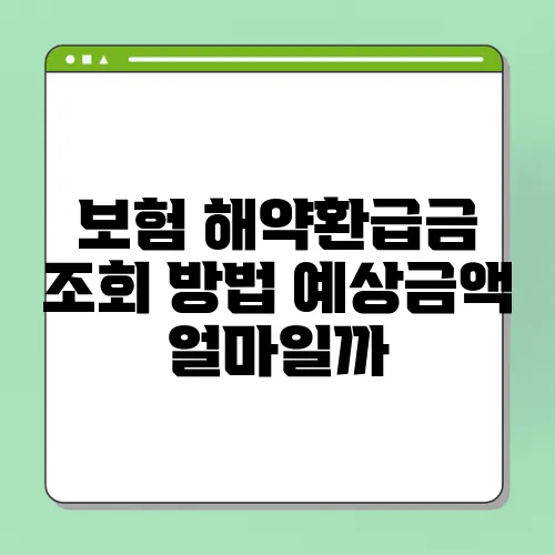 보험 해약환급금 조회 방법 예상금액 얼마일까