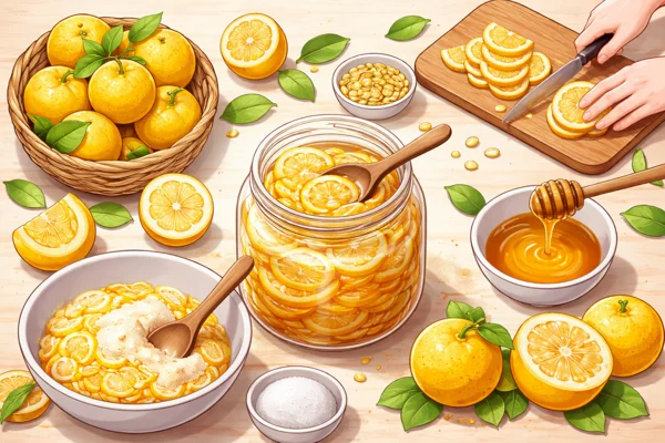 설탕과 유자 혼합 상태