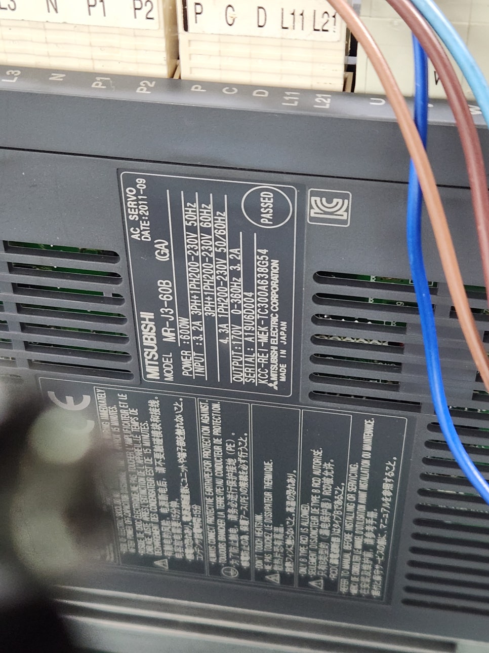 미쓰비시(MITSUBISHI) 서보드라이버 MR-J3-60B(GA) AL.24(메인 회로 이상) 수리 전