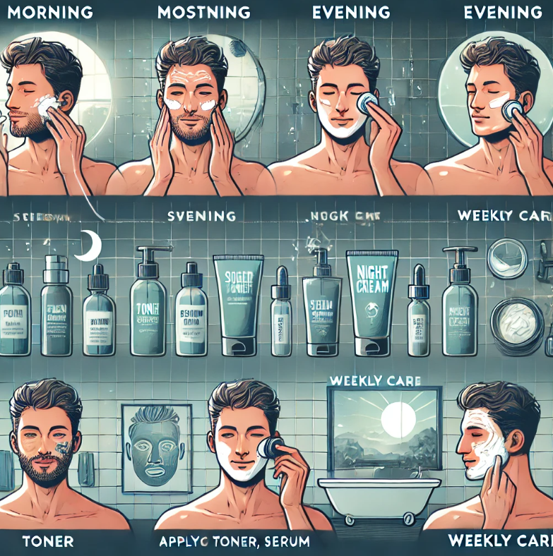 남성 스킨케어 루틴 완벽정리 하는 사진