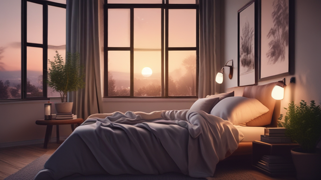 아침 햇살 받는 온화한 침실