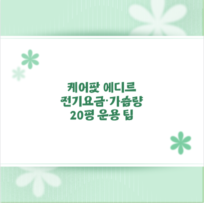 케어팟 에디르 전기요금·가습량 20평 운용 팁