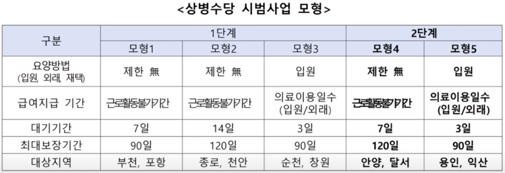 상병수당 시범사업 모형