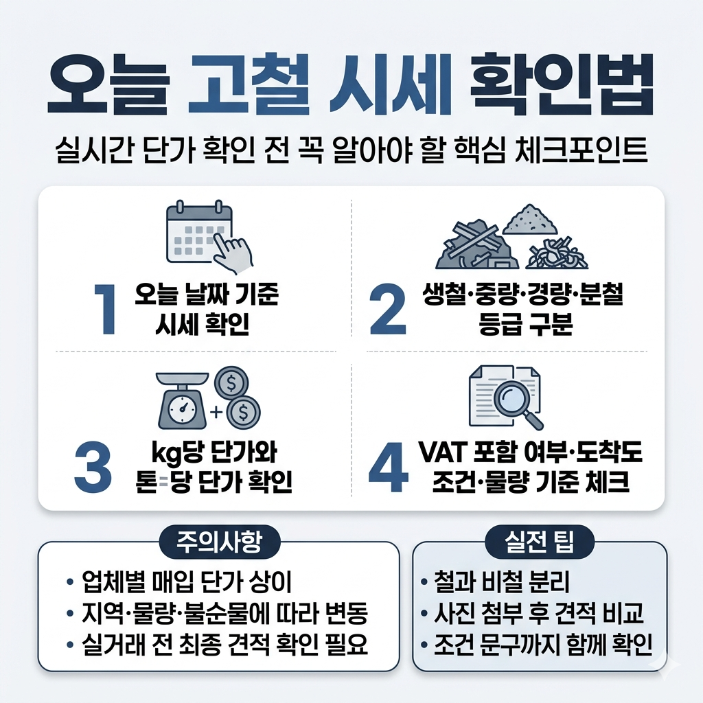 오늘 고철 시세 1kg 가격과 실시간 확인법 인포그래픽