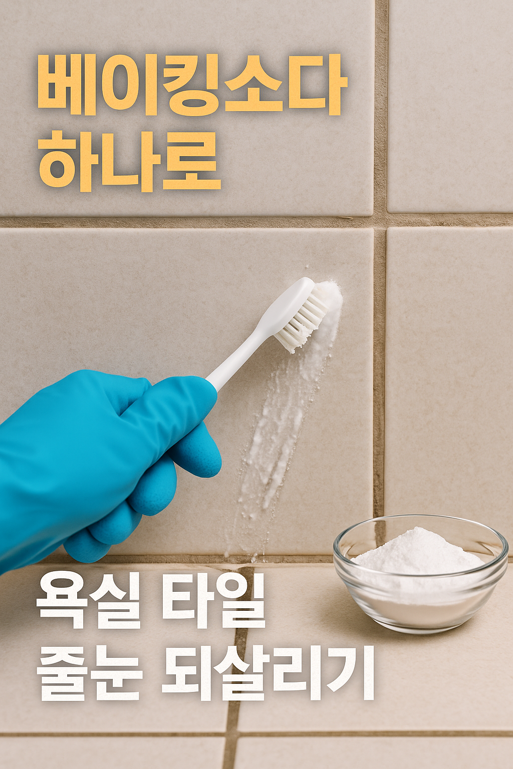 베이킹소다 하나로 욕실 타일 줄눈 되살리기