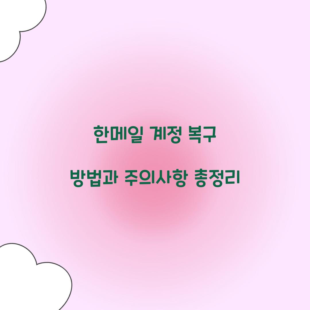 한메일 계정 복구