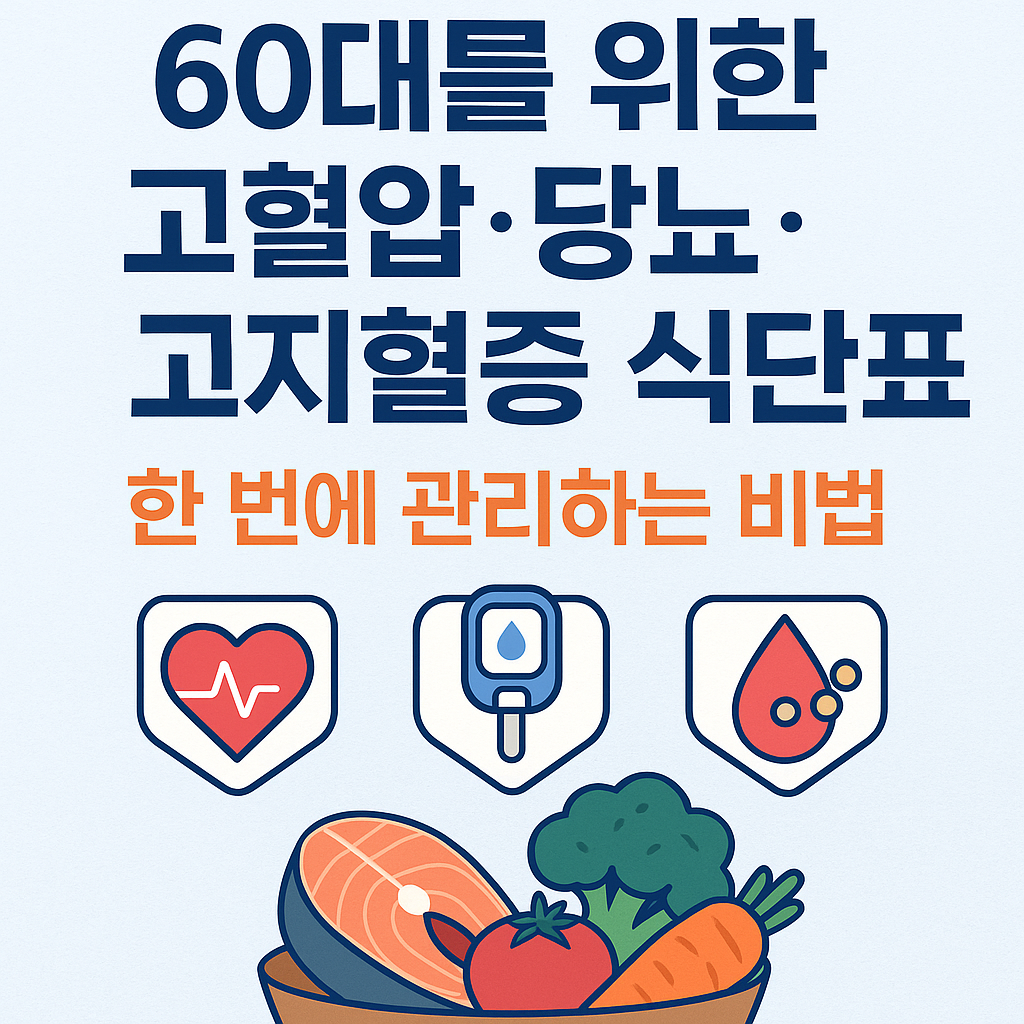 60대를 위한 고혈압&middot;당뇨&middot;고지혈증 식단표: 한 번에 관리하는 비법