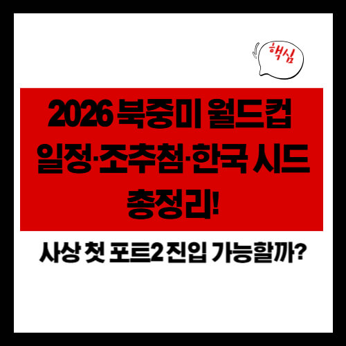 2026 북중미 월드컵 일정&middot;조추첨&middot;한국 시드 총정리! 사상 첫 포트2 진입 가능할까?