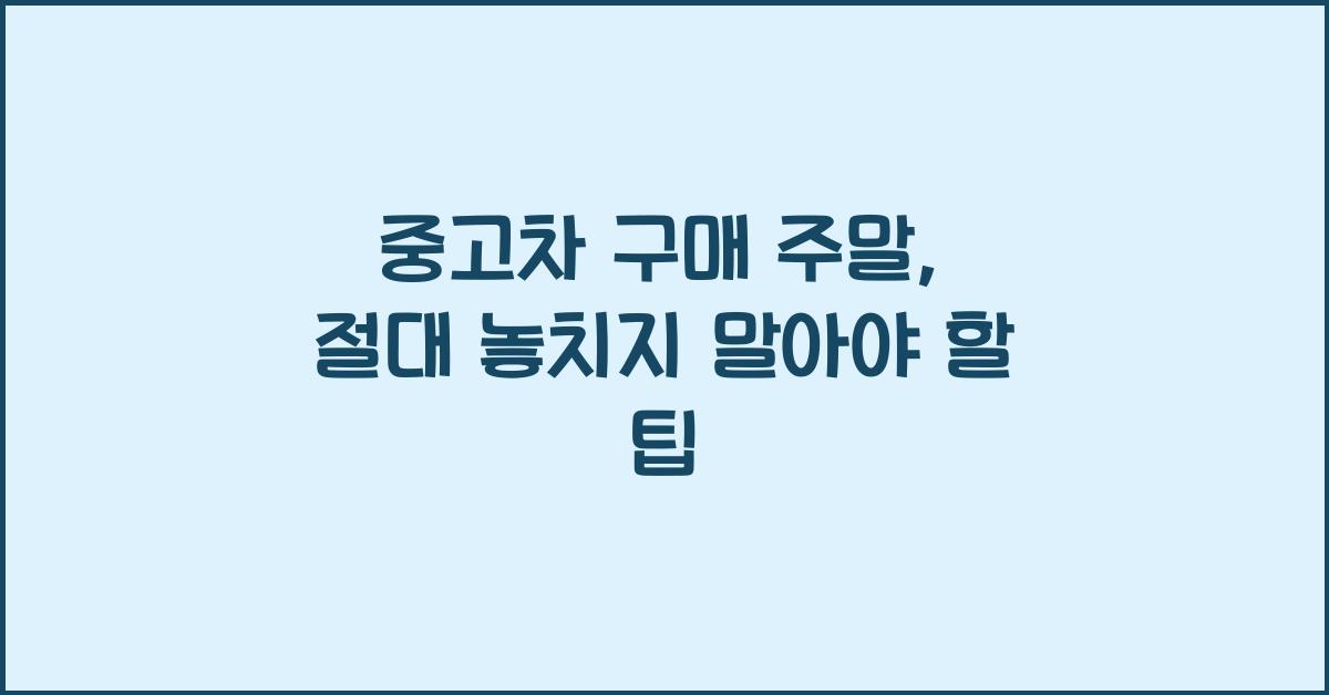 중고차 구매 주말