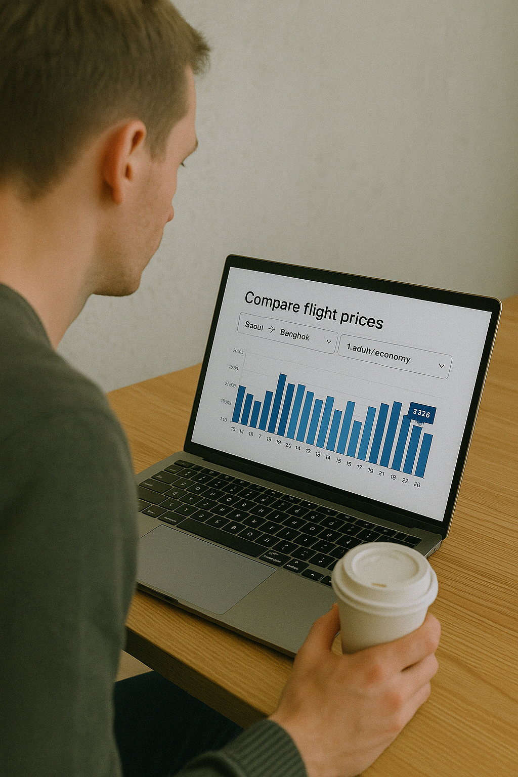 비행기 가격 그래프를 비교하는 장면