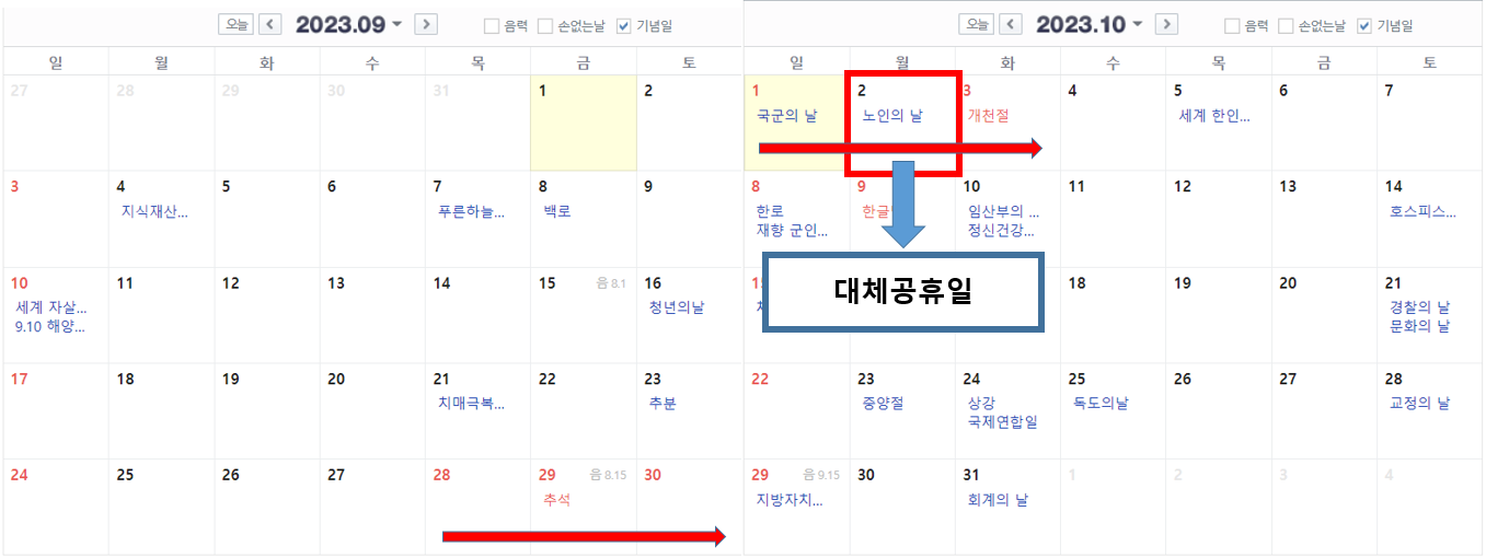 10월2일대체공휴일