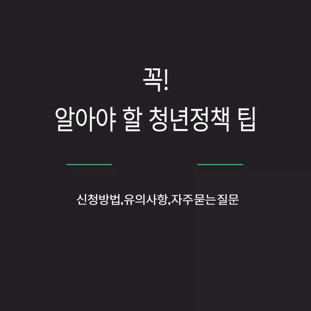 지금 꼭 알아야 할 청년정책 팁 - 신청방법, 유의사항, 자주 묻는 질문 관련 사진