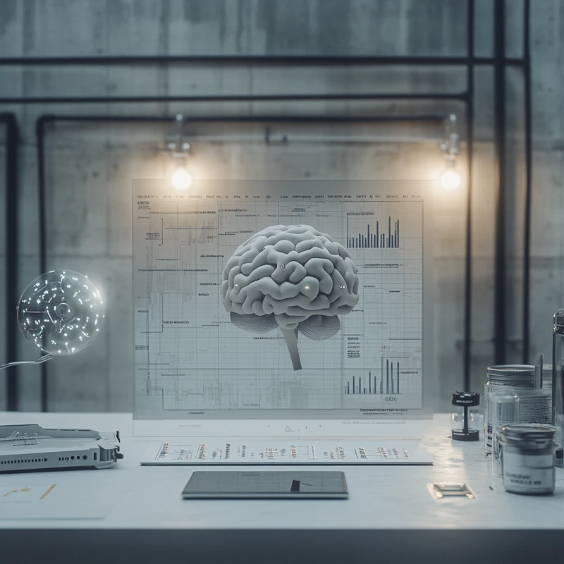 AI와 IoT 시장 트렌드를 보여주는 그래프, 분석적 시각에서 깨끗한 미래적 디자인. 명확한 데이터 시각화와 부드러운 조명