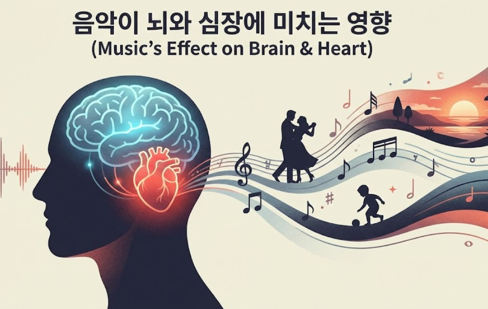 같은 음악을 반복해서 듣는 이유와 감정 안정 효과를 시각화한 심리학 이미지