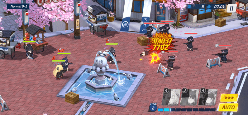 블루 아카이브 폭발 진형의 학생들이 싸우는 장면