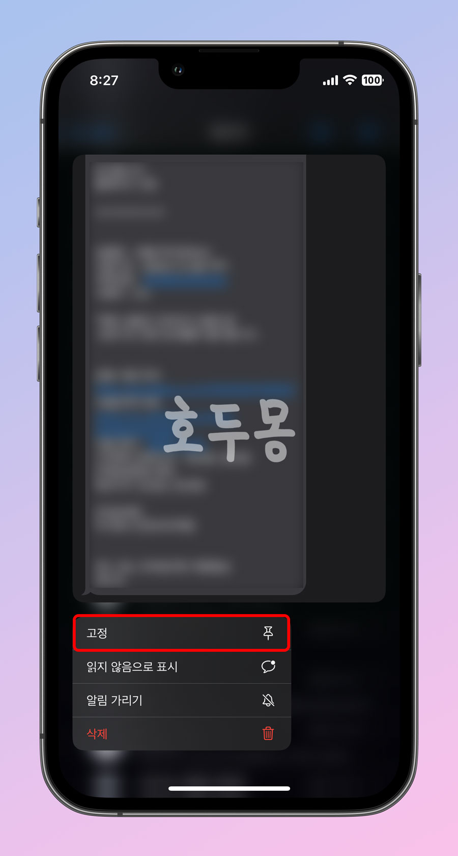 메세지 고정