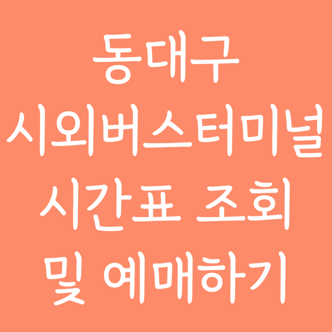 동대구 시외버스터미널 시간표 조회 및 예매하기