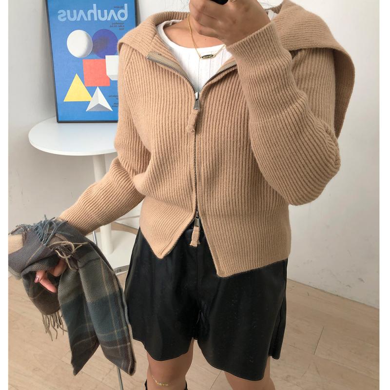 투웨이 케이프 세일러 카라 니트 집업