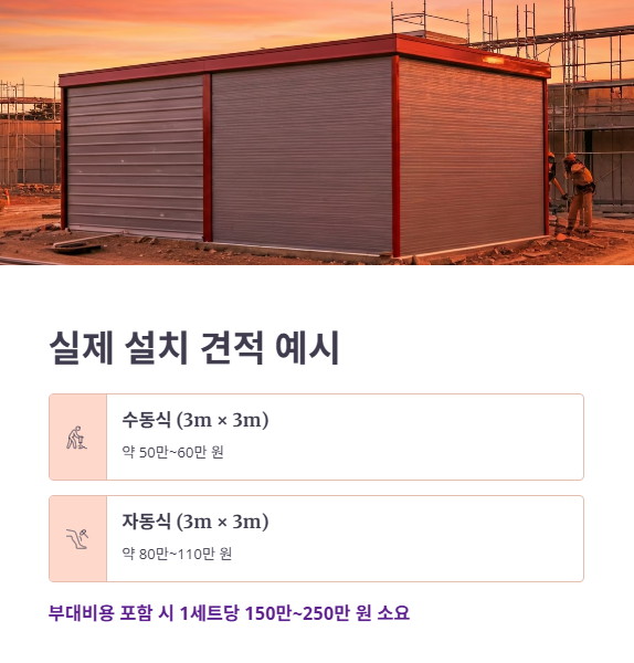 방화셔터 설치 비용 (2024~2025년 기준)