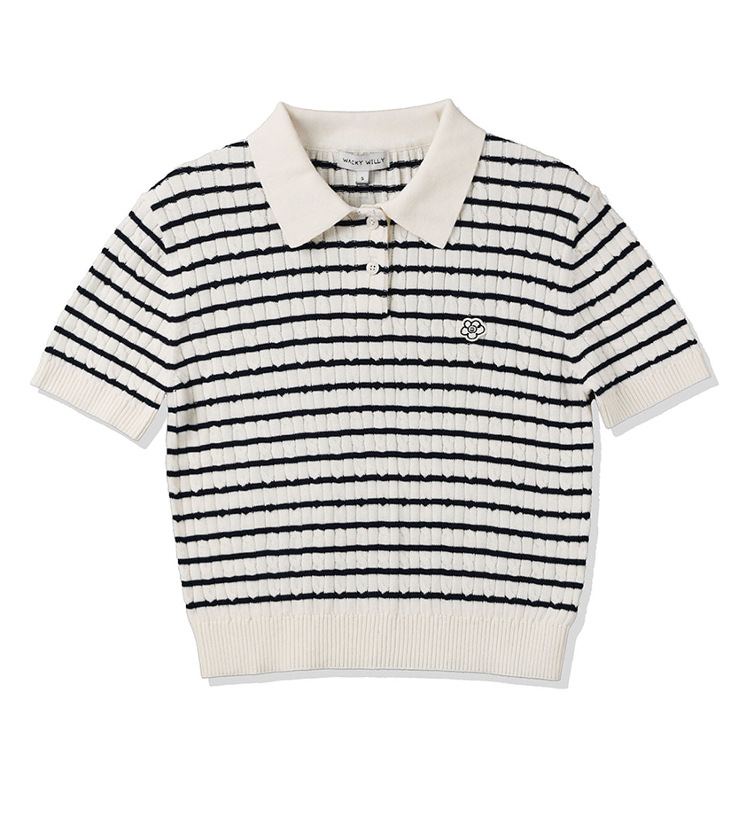 정인선 패션! 화려한 날들 14회 지은오 스트라이프 카라 니트 티셔츠 정보