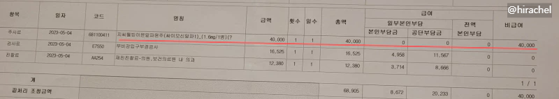 축농증-진료비-세부산정내역