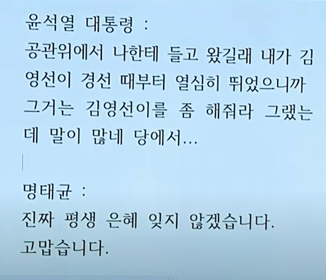 윤석열, 명태균 통화 녹취 내용