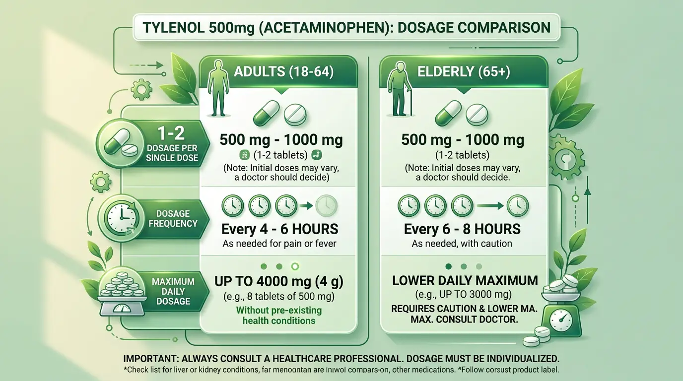 타이레놀 500mg 성인 노년층 용량 비교